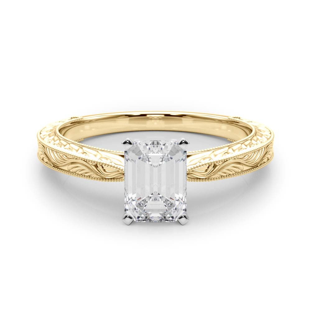Victoria Emerald Diamond Solitaire Engagement Ring-VIRABYANI